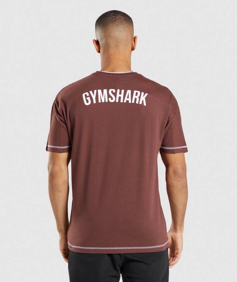 Men's Gymshark Recess T-Shirts Burgundy | CA D678A3